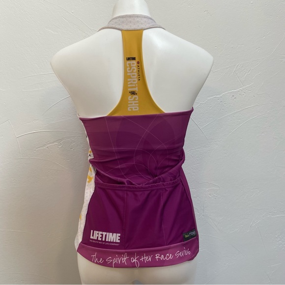 MOXIE CYCLING LIFETIME ATHLETA ESPRIT DE SHE PURPLE WHITE ATHLETIC TANK TOP - Picture 6 of 16